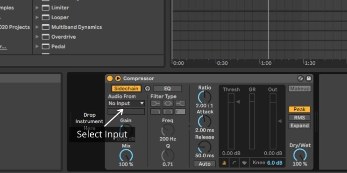 Select Input for Sidechain Compressor