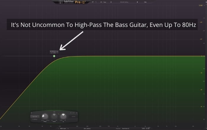 It's not uncommon to  high-pass bass guitar even up to 80Hz