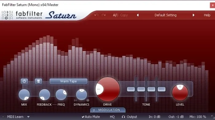 FabFilter Saturn Saturator for bass EQ