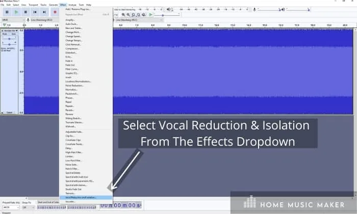 Audacity's Vocal Isolation Feature.