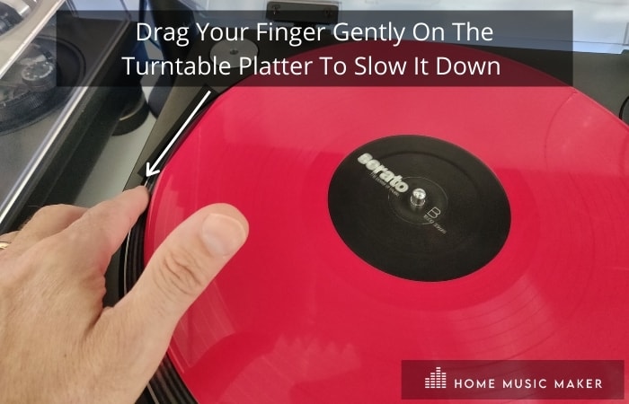 Get In The Mix - drag your finger gently on the turntable platter to slow it down.