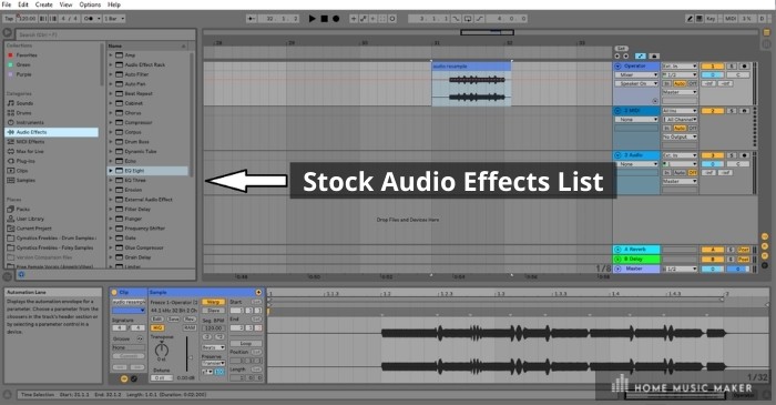Ableton Stock Audio Effects List - Ableton Live has a whole host of effects that you can use for any number of purposes. Some of my favorites include the auto-filter, saturator, and compressor, which come standard on all editions of Live.