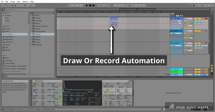 Automation - Ableton allows you to automate almost any perimeter of any instrument or effect in a way that is easy to see on the clip you are automating.
