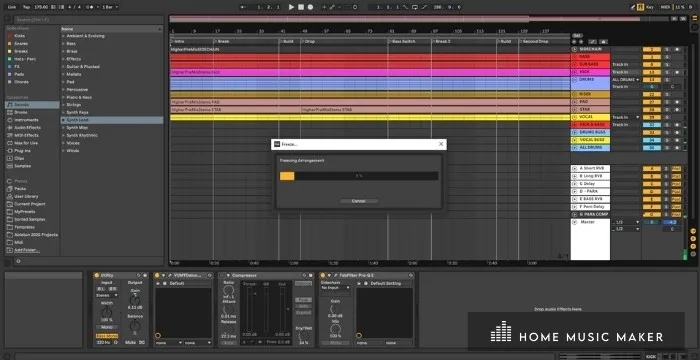 Freeze or resample tracks containing CPU-intensive devices and bounce to audio.