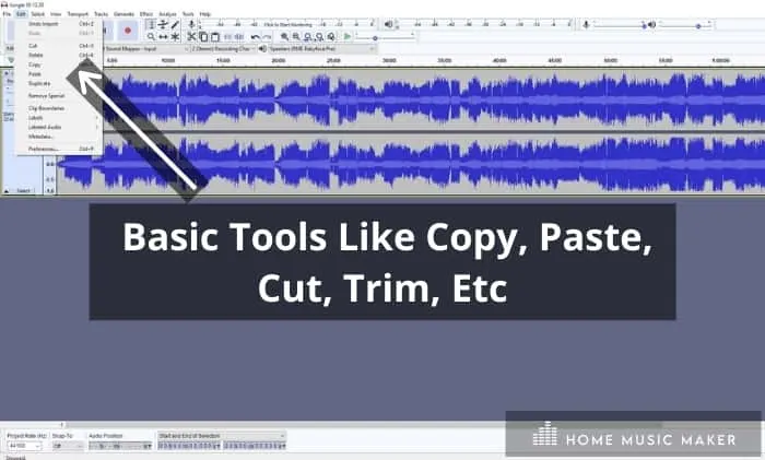 Audacity Basic edit tools 