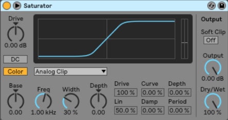 Ableton saturator - Ableton's saturator is similar to an overdrive or distortion effect. It takes an audio signal and transforms it by adding frequencies across the spectrum, using different waveshapes.