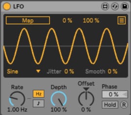 Ableton LFO - The idea behind the LFO (Low-Frequency Oscillator) is that you can set a waveform to modulate a set perimeter that you map it to (by pressing the map button, then the thing you want to modulate), such as a frequency nob on an effect plugin or instrument.