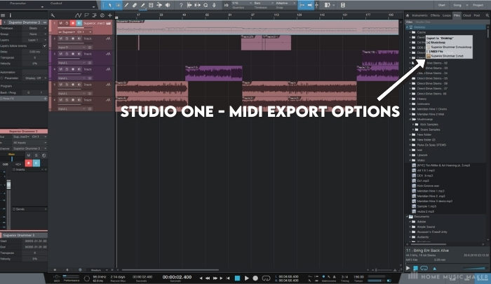 Studio - MIDI export options