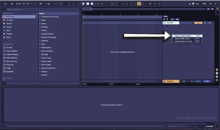Create An Audio Track In Ableton