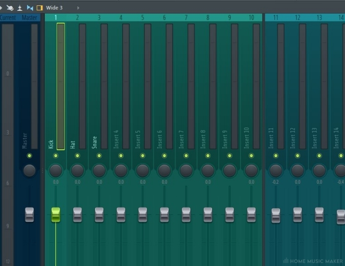 FL Studio highlighted mixer track