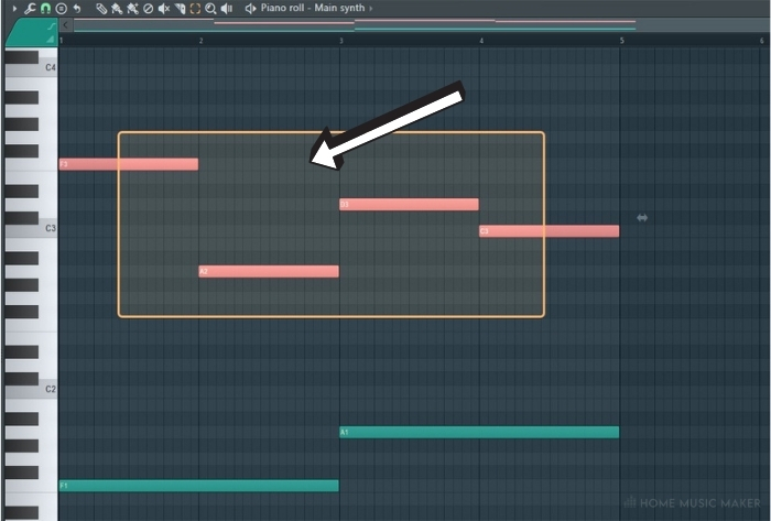 FL Studio selecting notes in piano roll