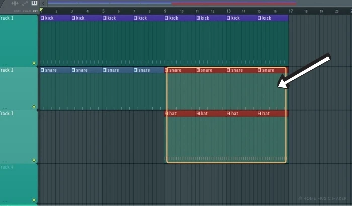 FL Studio selecting patterns