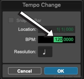 Changing the Session Tempo In Pro Tools 1