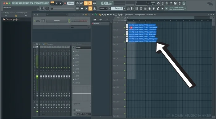 Drag stems into FL Studio Project