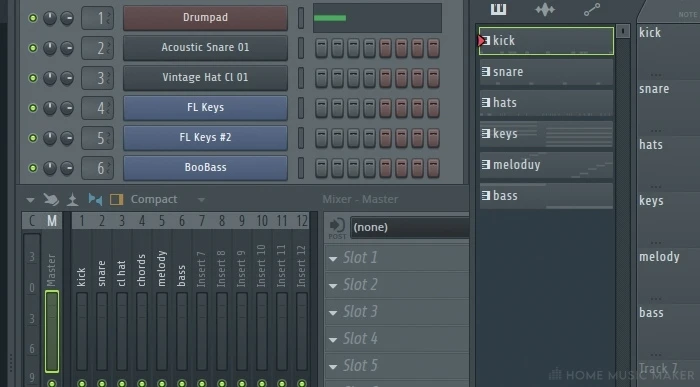 FL Studio Mixer channel names