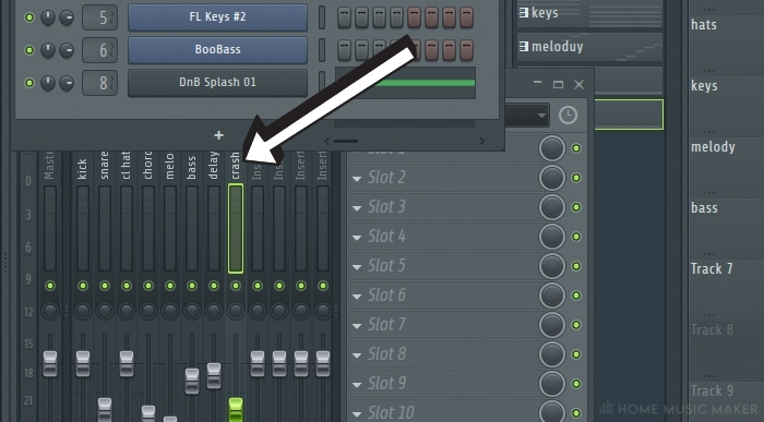 FL Studio select the mixer track