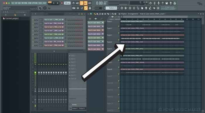 stems imported into FL Studio Project
