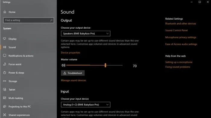 Windows Sound Settings