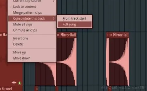 Consolidate Audio Track Full Sone Option In FL Studio