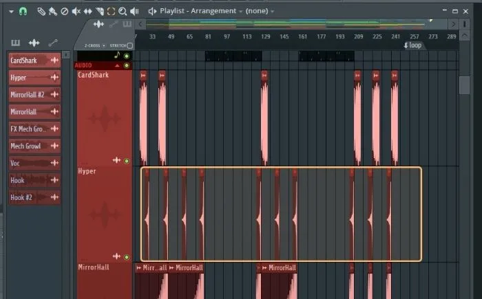 Move All of The Audio Clips to A Single Track in The FL Studio Playlist