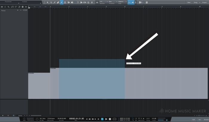 Using Draw Tool to Change Tempo Track In Studio One