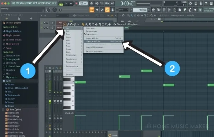 Export MIDI file FL Studio Project