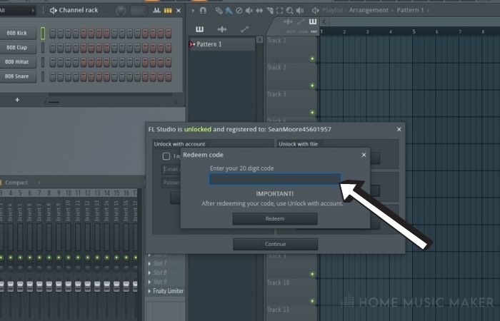 FL Studio If youre using a boxed version enter the product registration code into the Redeem Code dialog box 1