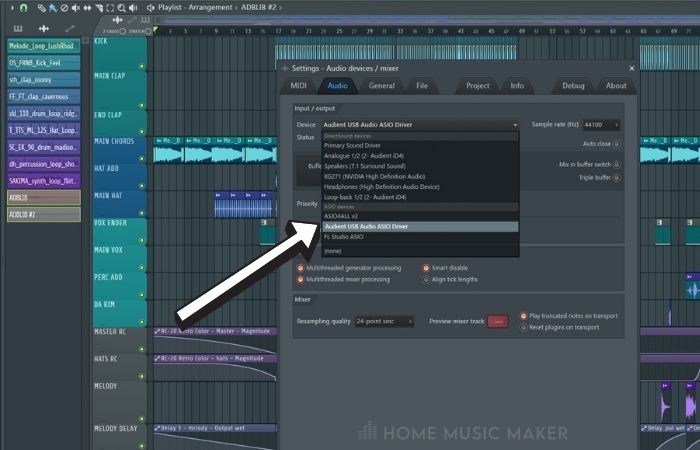 FL Studio White Noise Problem Select the correct Audio driver