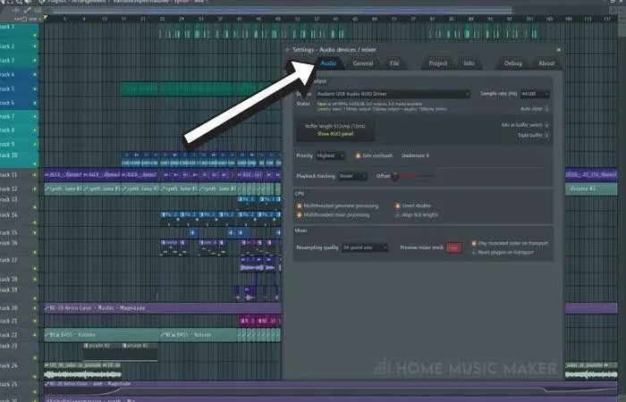 Select The Audio Settings In FL Studio