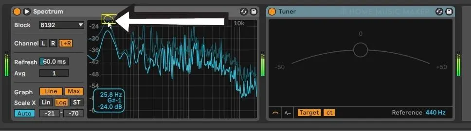 Ableton Tuner and Spectrum Analyzer Fundamental Frequency Part 2