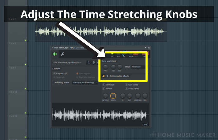 Adjust The Time Stretching Knobs In FL Studio