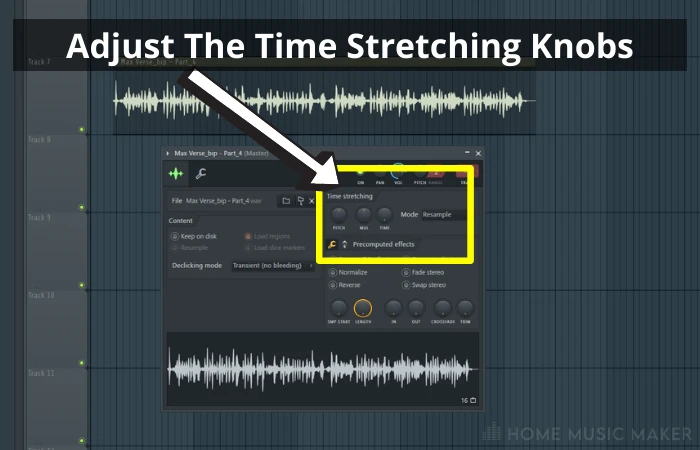 Adjust The Time Stretching Knobs In FL Studio