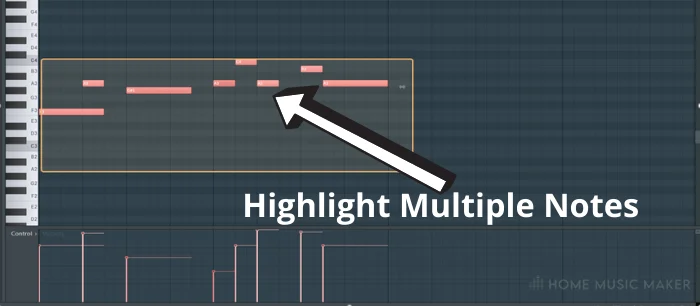 Fl Studio Change Velocity Of Multiple Notes Highlight Multiple Notes