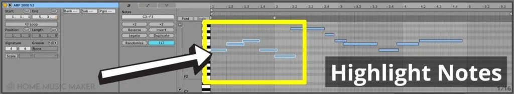 Highlight Notes In Ableton MIDI Note Editor
