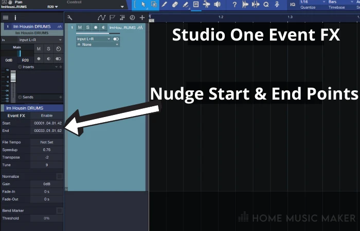 How To Nudge In Studio One Event FX