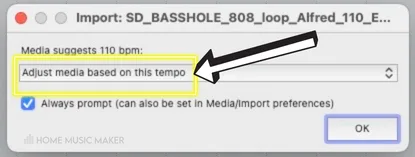 Inserting An Item With A Tempo Already Embedded in REAPER