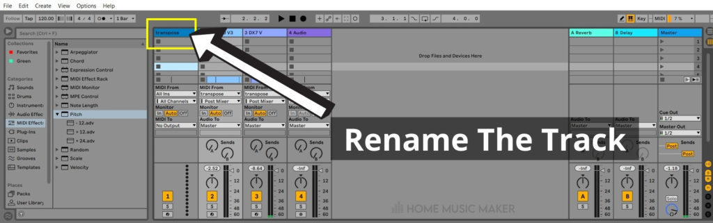 Rename The Track Ableton Transpose
