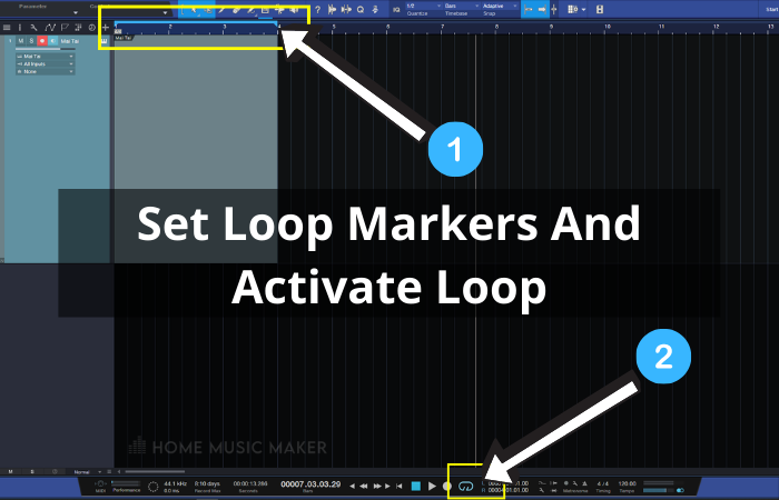 Set Loop Markers And Activate Loop In Studio One