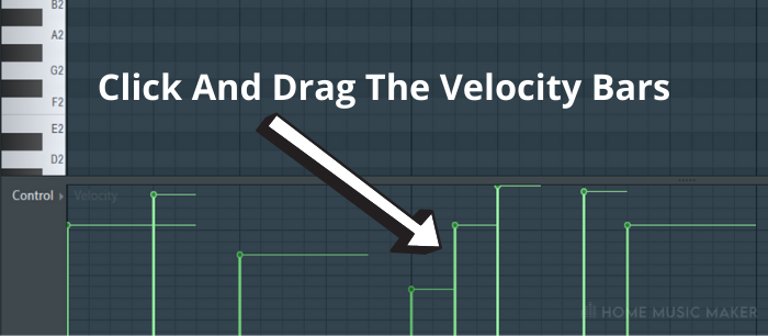 Studio Change Velocity Of Multiple Notes Click And Drag The Velocity Bars