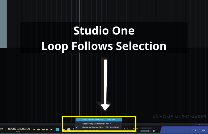 Studio One Loop Follows Selection
