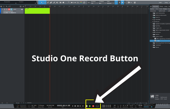 Studio One Record Button