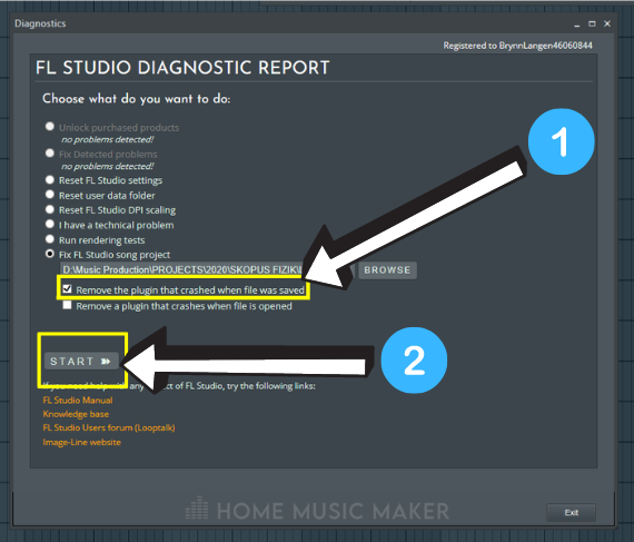FL Studio Diagnostics Remove plugin that crashed 
