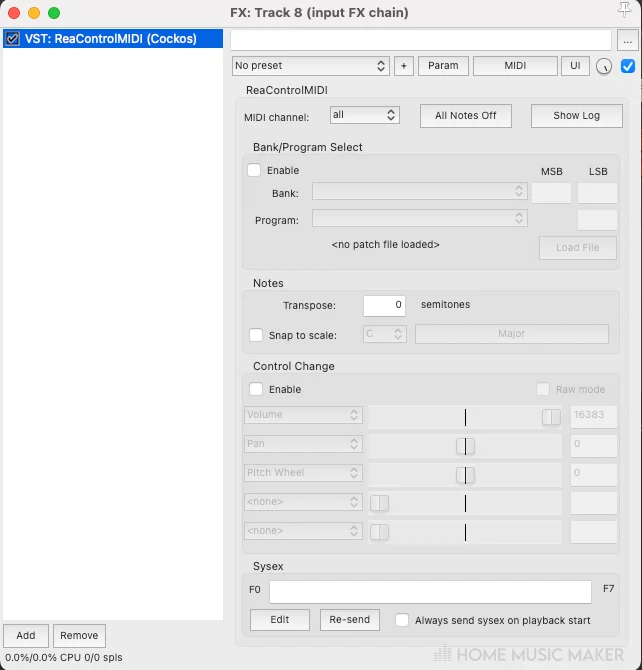 REAPER MIDI Control ReaControlMIDI