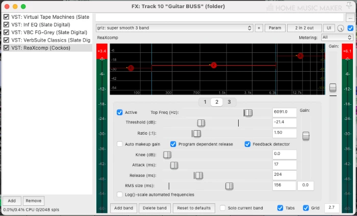 ReaXcomp Multiband Compressor in REAPER