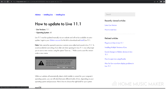 Update Ableton Live 11