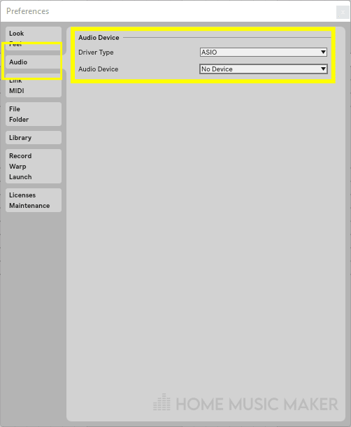 Choosing The Correct Driver Type And Audio Device In Ableton