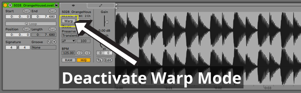 Deactivate Warp Mode In Ableton