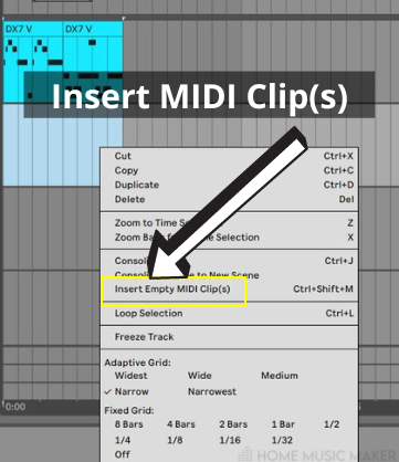 Insert MIDI Clip In Ableton