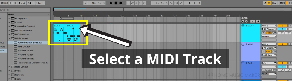 Select a MIDI Track In Ableton