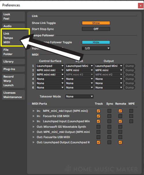 Setting Up My MIDI Keyboard In Ableton MIDI Tab